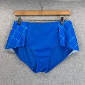 Spanx Swim Skirted‎ Bikini Bottom High Waist Tummy Control Blue Womens Size 12